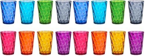 US Acrylic Optix Mini Plastic Reusable Drinking Glasses (Set of 8) 8oz Juice Cups in Jewel Tone Colors | BPA-Free Tumblers, Made in USA | Top-Rack Dishwasher Safe (Pack of 2) 8 ounces (Pack of 2)