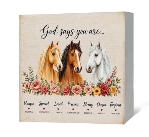 Inspirational Christian Horse Religious Wood Box Sign Desk Decor inspire-18