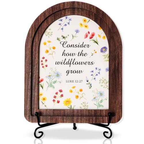 Consider How The Wildflowers Grow Wood Plaque Signs，Christian Desk Decor