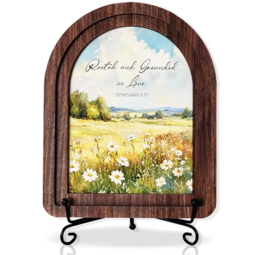 Rooted and Grounded in Love Wood Plaque Signs，Christian Desk Decor