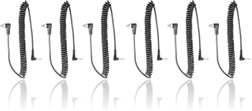 Foto&Tech 3.5 mm to Male Flash PC Sync Cable, 14 Inch Coiled Cord with Screw Lock, Compatible with Nikon Canon and Most DSLR Cameras PocketWizard Plus III Plus II Mini Phone PC1 (3 Pieces) (Pack of 2) 3 Pieces 14 Inch (Pack of 2)