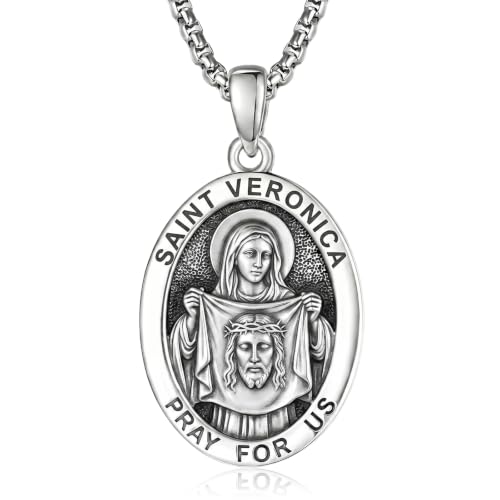ADMETUS 925 Sterling Silver Patron Saint Necklaces 2-Medal-Saint Veronica