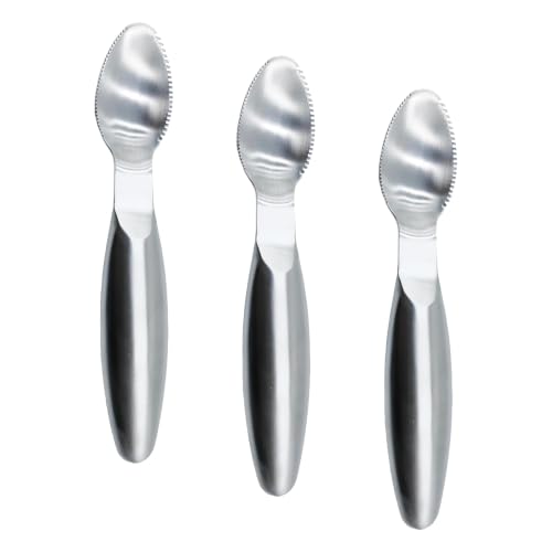 Stainless Steel Grapefruit Spoons with Serrated Edge Serrated Spoon Pumpkin Scraper Pumpkin Core Remover Scoop (Pack of 3) Standard (Pack of 3)