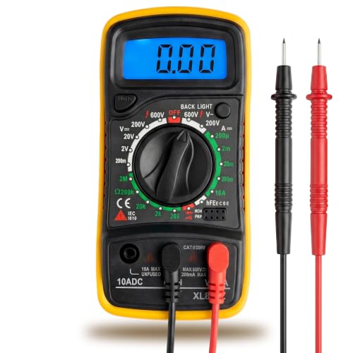 HHYSSG black digital multimeter with manual ranging and 600V AC/DC voltage testing display