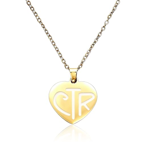 Womens CTR Necklace LDS Baptism Gift Choose The Right Gold-2