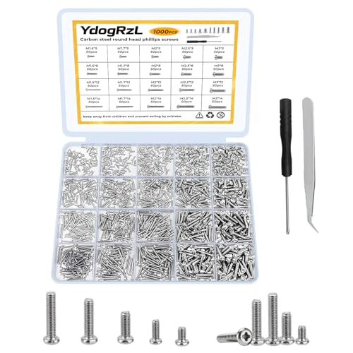 YdogRzL 1000-piece small screws kit with assorted M1-M3 tiny screws for electronics repair