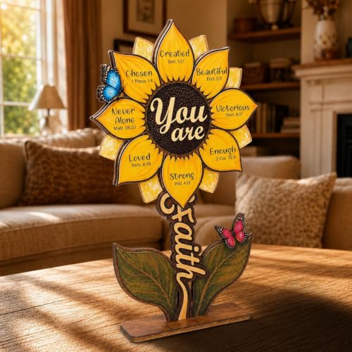 Christian Sunflower Gifts For Women, Suncatcher God Says You Are Decor Bible Sunflower
