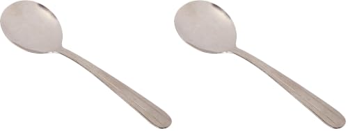 Winco 12-Piece Dominion Bouillon Spoon Set, 18-0 Stainless Steel,Silver (Pack of 2) 18/0 (Pack of 2)