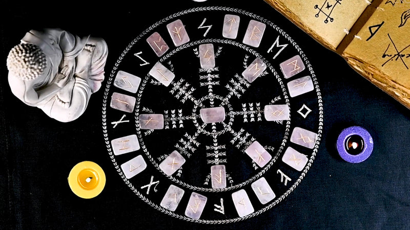 Crocon Sunstone Rune Stones Set 25 pcs Rectangle Shape with Elder Futhark #02 Sunstone Rune