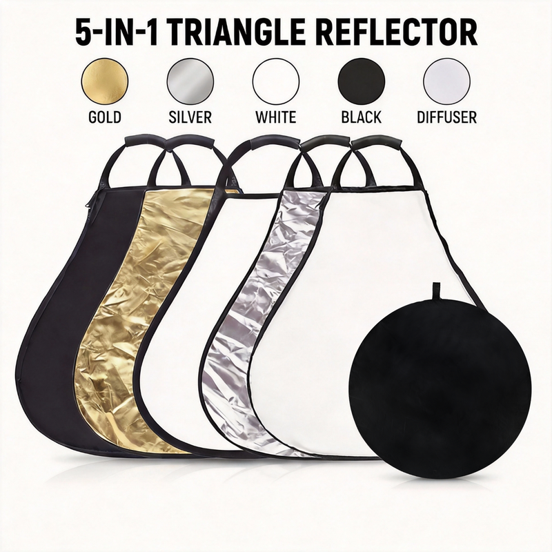 5 in 1 Triangle Reflector Photography with Handle (32in/80cm) 32in/80cm