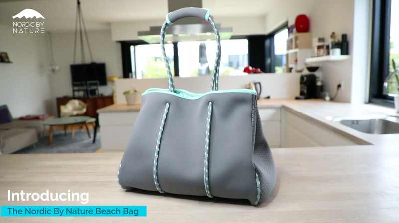 Nordic By Nature Large Designer Beach Bag Tote For Women, Men And Kids Grey/Turquoise