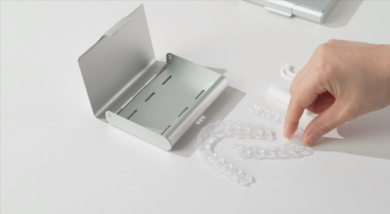 Aluminium Braces Box, Tooth Splint Box, Compatible with Invisalign, Portable Partial Denture Box, Lightweight, Durable and Easy to Clean Braces Box, Pink