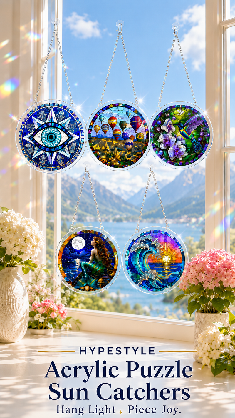 Evil Eye Acrylic Jigsaw Puzzle Suncatcher, Acrylic Window Art, Home and Garden Decor 70 Pieces, 7.4in Evil Eye 1 18.8cm/7.4in