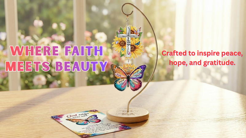 Sunflower Butterfly Christian Gifts for Women - Christmas Religious Decor Sunflower