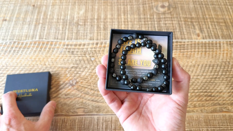 Mens Beaded Bracelets, Cross Bracelet for Men with Hematite Black Obsidian Lava Stone Triple Protection Bracelets for Men Small Skull