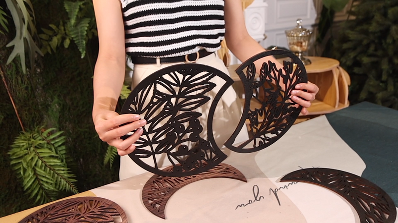 Jetec 5 Pcs Moon Phases Wall Art Decor,Brown,10.6 Inch,Botanical Brown 10.6 Inch Botanical