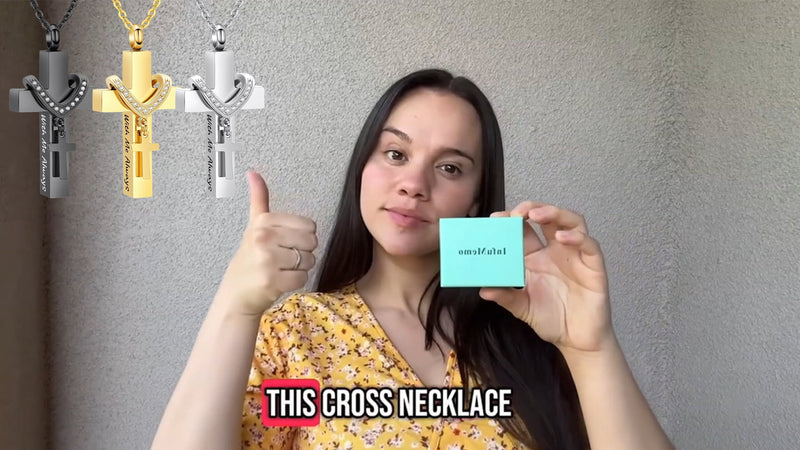 Cremation Jewelry for Ashes Pendant - Cross Urn Necklace with Mini Keepsake Urn Memorial Ashes Jewelry - With Me Always Gold-With Me Always