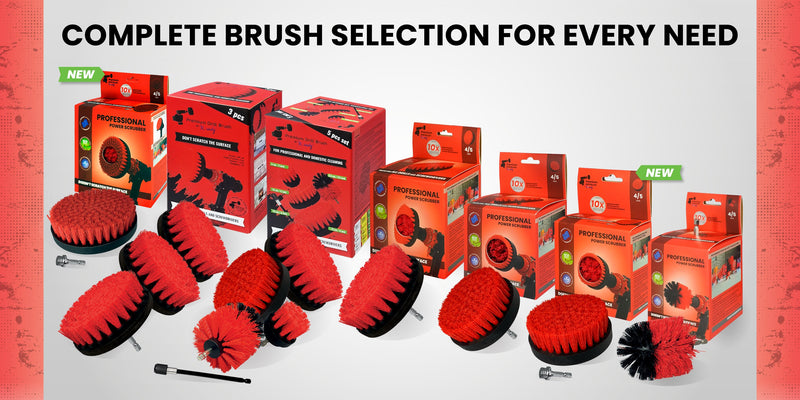 Premium Drill Brush, Stiff 2in1 10cm, Red, Outdoor and Garden