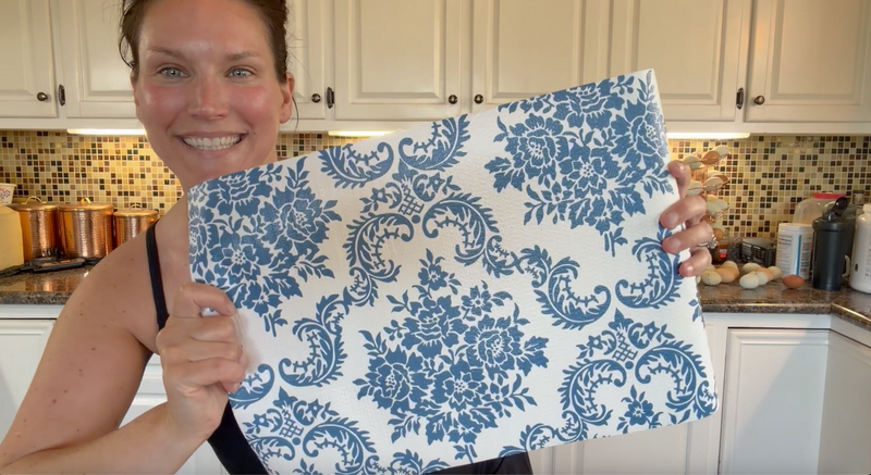 RAY STAR 18 Inch x 8 Ft Shelf Liner for Kitchen Cabinets, Non-Adhesive Cabinet Liner Washable, Drawer Liner for Dresser Non-Slip Bathroom [Blue Cream Floral](4 Rolls) Forget-me-not 18"W x 96"L 4