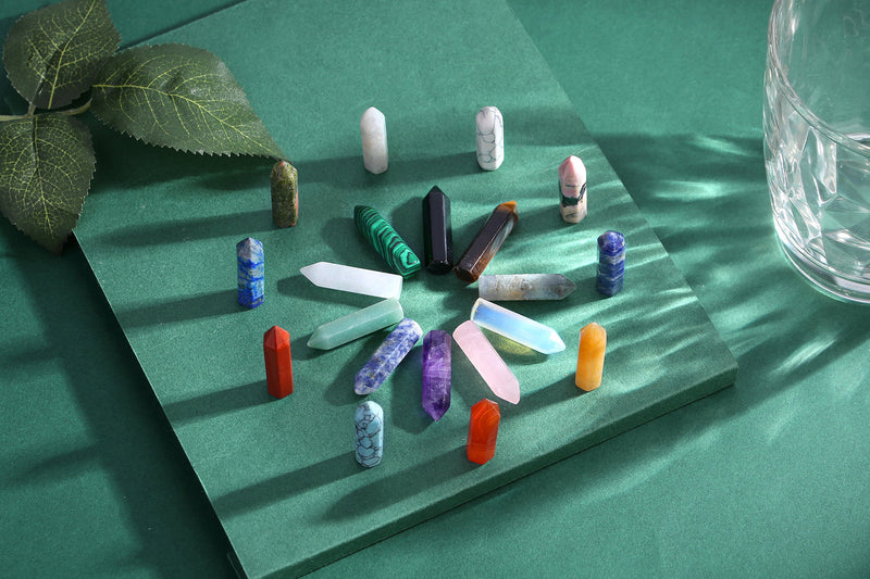 QINJIEJIE 20 PCS Healing Crystals Stones Sets Wands Bulk Pocket Gemstones A-multi-colored - 20pcs