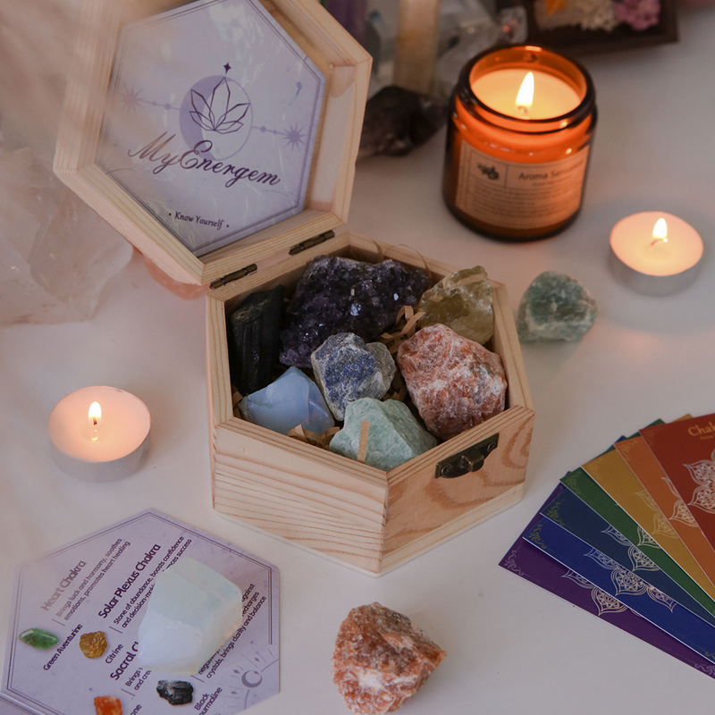 7 Chakra Healing Crystals Set with Guide Cards for Beginners