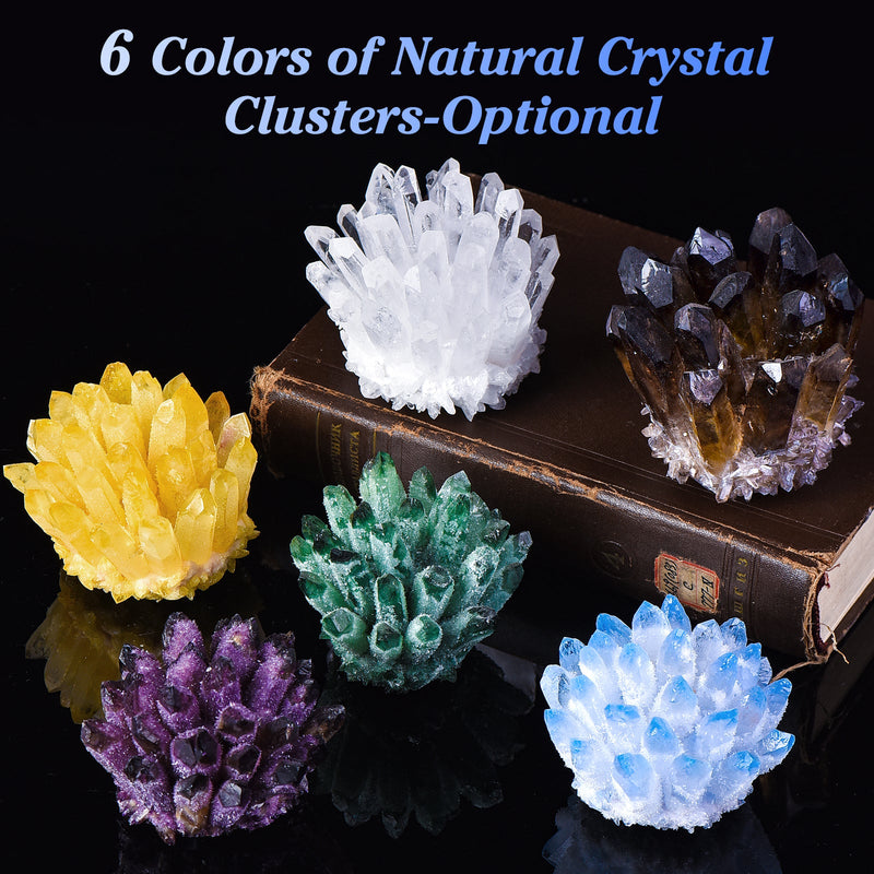 Natural Crystal Cluster Clear Quartz Mineral Crystal Cluster Cluster Healing Ornament Hue Reflection Feng Shui Home Decor (Green) Green