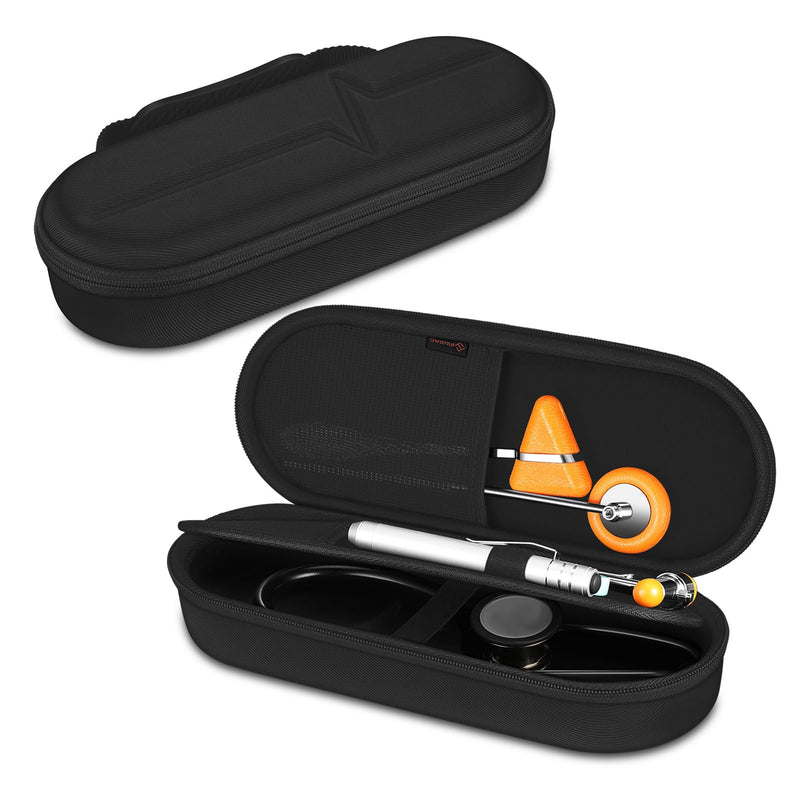 [Australia - AusPower] - Stethoscope Case for 3M Littmann Classic III, Lightweight II S.E, Cardiology IV Diagnostic, MDF Acoustica Stethoscopes - Travel Hard Carrying Bag for Doctor & Nurse Accessories (Black) Black 