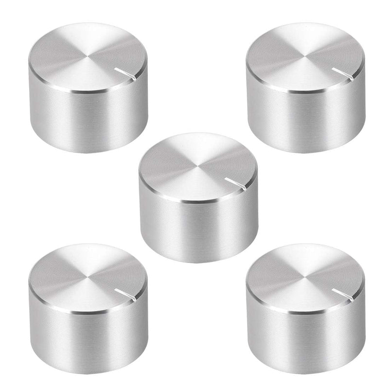 [Australia - AusPower] - uxcell 5pcs Potentiometer Knob Knurled Shaft Silver Tone Aluminum Smooth Surface Rotary Knob 20mmx13mm Volume Control Knob 