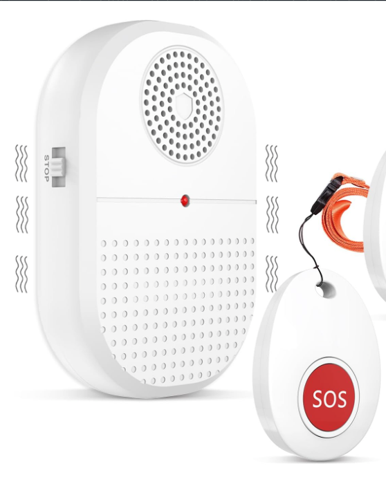 [Australia - AusPower] - Wireless Caregiver Pager Nurse Alert System Smart Call Button for Home/Elderly/Patient Vibration Pager (Include Belt Clip) with 52 Melodies (1 Receiver + 1 Call Button) 