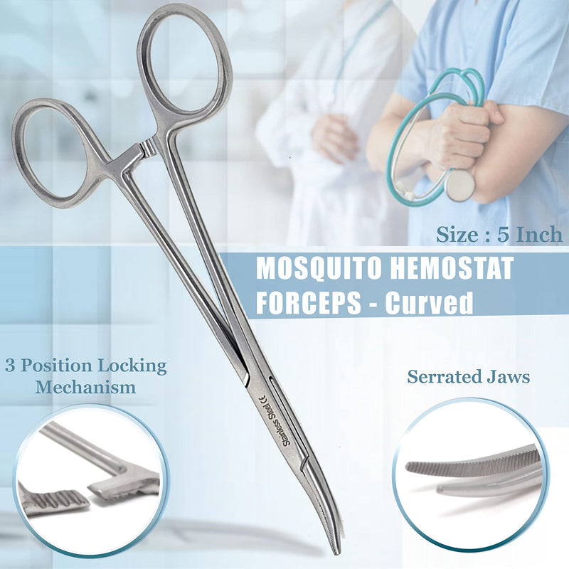 [Australia - AusPower] - Premium A2ZSCILAB 5 Pieces Veterinary Needle Holder Scissors Hemostat Forceps Tweezers Instruments (All in One) 