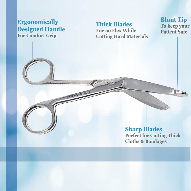 [Australia - AusPower] - Set of 3 Bandage Scissors 5.5", Stitch Scissors 4.5" and Hemostat 5.5" Straight Made of Premium Quality Stainless Steel Scissors Silver 