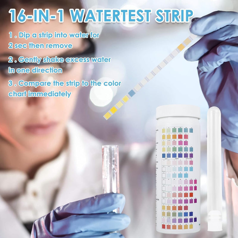 [Australia - AusPower] - Complete Water Testing Kits for Drinking Water 100 Strips + 2 Bacteria Tester Kits 17 in 1 Well, Tap, Drinking Water, City Water Testing Strips (100) 