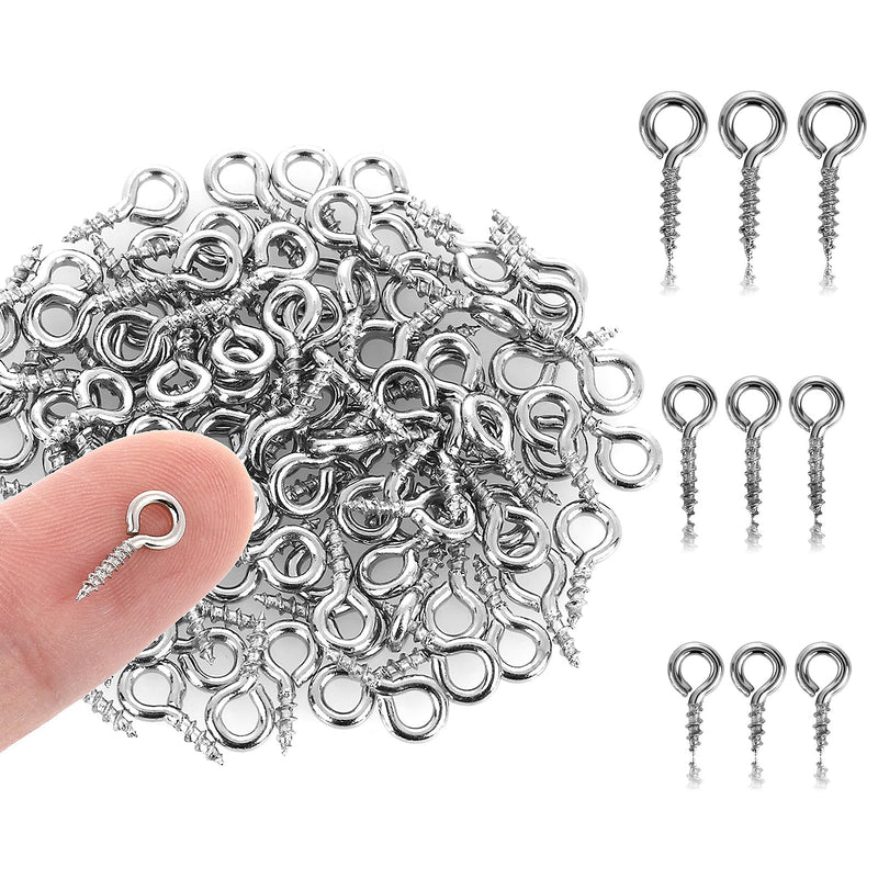 [Australia - AusPower] - 300 Pieces Small Screw Eye Pins 3 Sizes Screw Threaded Eye Pin Hooks Mini Stainless Steel Eyelet Screws Hooks for Jewelry Making DIY Art Craft (0.16 x 0.3 0.16 x 0.4 0.2 x 0.47) Inch 