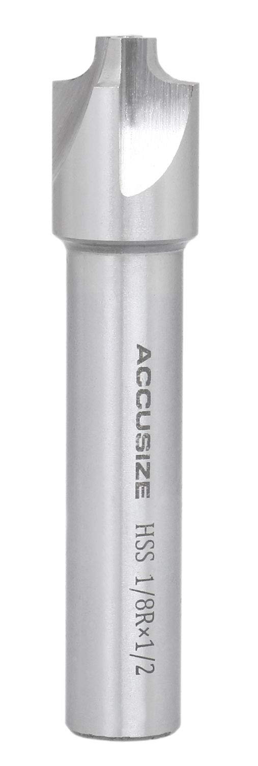 [Australia - AusPower] - Accusize Industrial Tools 1/8'', H.S.S. Corner Rounding End Mills, 1/2'' Shank Dia, 5/8'' Cutter Dia, 3'' Overall Length, 1011-0018 1/8" x 1/2"(R x Shank Dia.) 