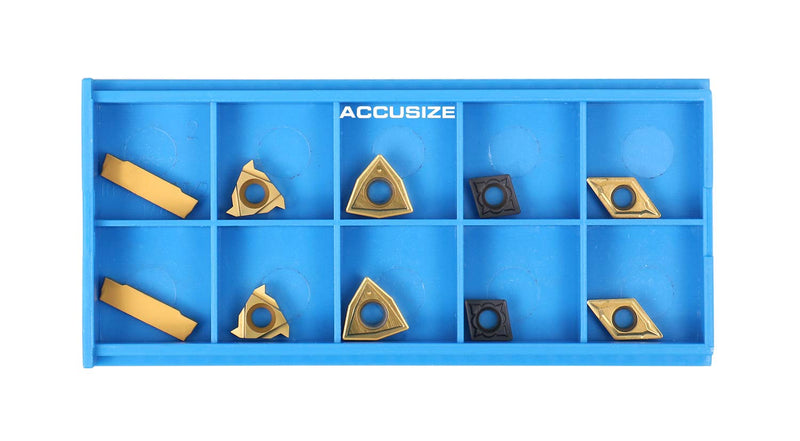 [Australia - AusPower] - Accusize Industrial Tools 2 Pc of Each Kind of Carbide Inserts for 2387-2004, CVD Coated and Tin Coated, Total 10 Pieces, 2387-2004inserts 