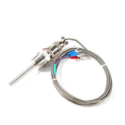 [Australia - AusPower] - RTD PT100 Temperature Sensor Probe 1/2" NPT Threads with 6.5 ft Cable,-58°F-572oF,Waterproof and Oil-Proof,Anti-Corrosion 