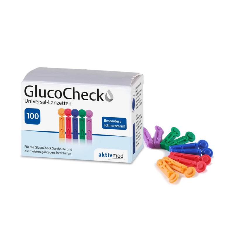 [Australia - AusPower] - GlucoCheck Lancing Aid and 100 Universal Lancets by Gluco Check (Value Set) For obtaining a drop of blood for measuring blood glucose in diabetes. 