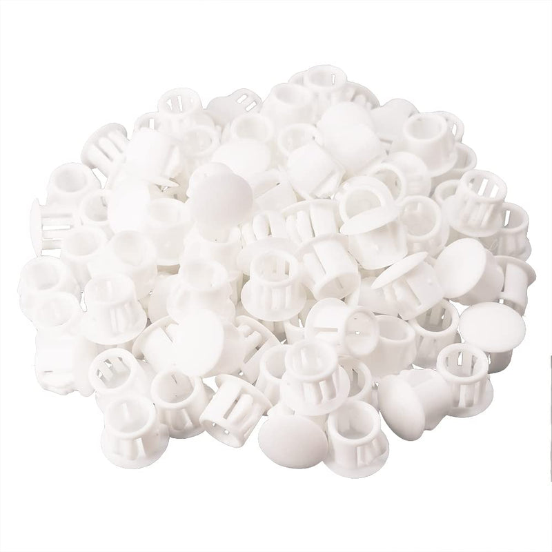 [Australia - AusPower] - Hole Plugs 3/8" Plastic Flush Type Hole Plugs Snap in Locking Hole Tube Screw Caps Drilling Cover Plugs Fastener Covers for Kitchen Cabinet Furniture White 100 Pack 10mm(3/8") 