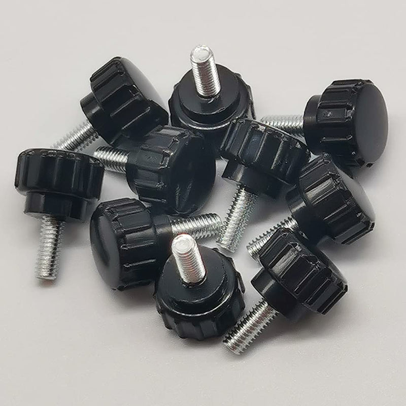 [Australia - AusPower] - 10 Pieces M4 x 10 mm Carbon Steel Threaded Knurled Thumbscrew Black Round Clamping Screws Grip Knobs Thumb Screw for Machinery Latche 