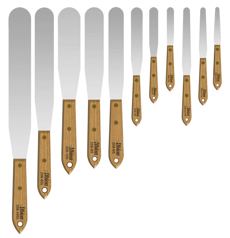 [Australia - AusPower] - Albion Engineering Company 258-5TPS Classic Tapered Spatula, Stainless Steel, Hardwood Handle, 1/2" Wide Tapered Tip x 5" Long Blade Tapered Blade 