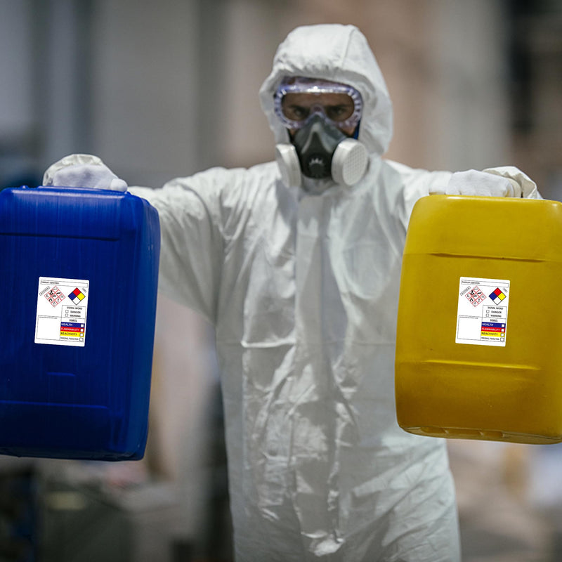 [Australia - AusPower] - SDS OSHA Data Labels for Chemical Safety 3×4 Inch MSDS Stickers with GHS Pictograms HMIS & Hazard Compliant Secondary Containers, 100 Stickers Per Roll 1 Roll 