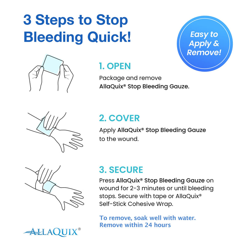 [Australia - AusPower] - High Performance Stop Bleeding Gauze - Large (2"x2"Square) - (3-Pack) Professional-Grade First-Aid Hemostatic Gauze (Blood Clotting Bandage) 2" x 2" Large (Pack of 3) 