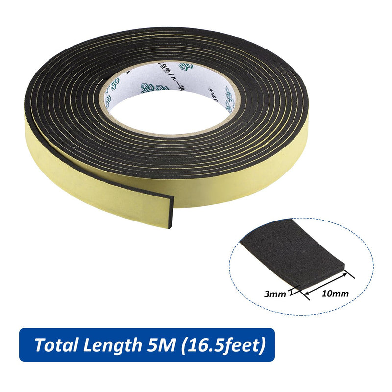 [Australia - AusPower] - Car Speaker Sealing Tape - Foam Grip Tape,Soundproofing Waterproofing Insulation Foam Gasket Tape,3mm Thick-10mm Width-16.5Ft 3MM Thick - 16.5Ft 