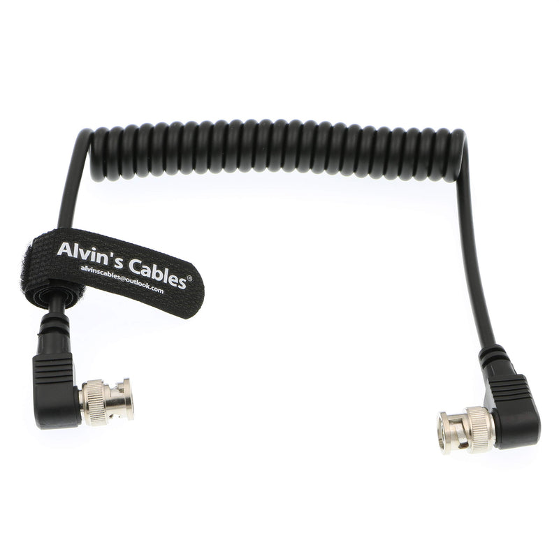 [Australia - AusPower] - Alvin's Cables BNC to BNC Coiled Cable 3G SDI Cable Right Angle BNC to Right Angle BNC for Blackmagic 90° to 90° Black 