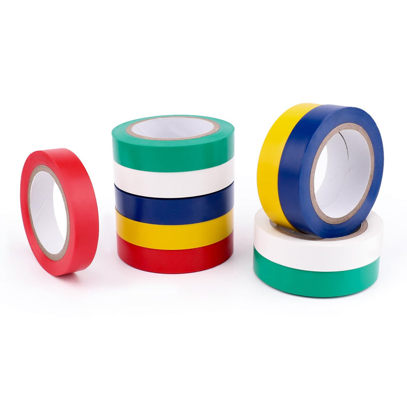 Amazon Basics Strong Adhesive Electrical Tape for Home, DIY, Automotive, Electrical Protection, Labeling and Craft Projects, 1/2" x 6.66 yard, Multi-Color, 10-Pack 1/2-inch by 6.66 yard