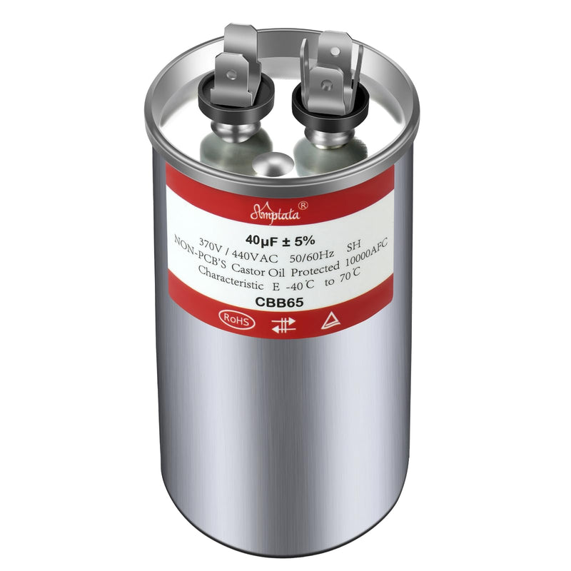 [Australia - AusPower] - AC Capacitor, 40uf CBB65 Capacitor for AC/HVAC/Air Conditioner/Pool Pump/Condenser Fan Run Motor Start, 40MFD CBB65 370VAC 440VAC 450VAC 50/60Hz Carrier 