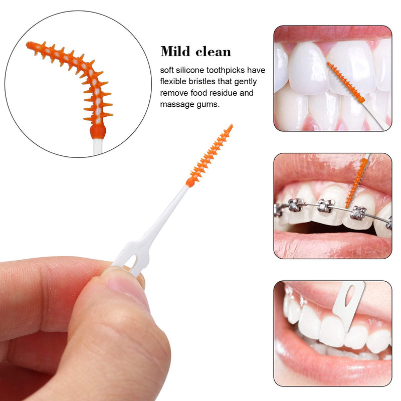 [Australia - AusPower] - 160PCS Interdental Brushes Ultra Tight Bristles Tooth Interdental Cleaners Silicone Toothpick Brush Disposable Teeth Soft Picks, Green 