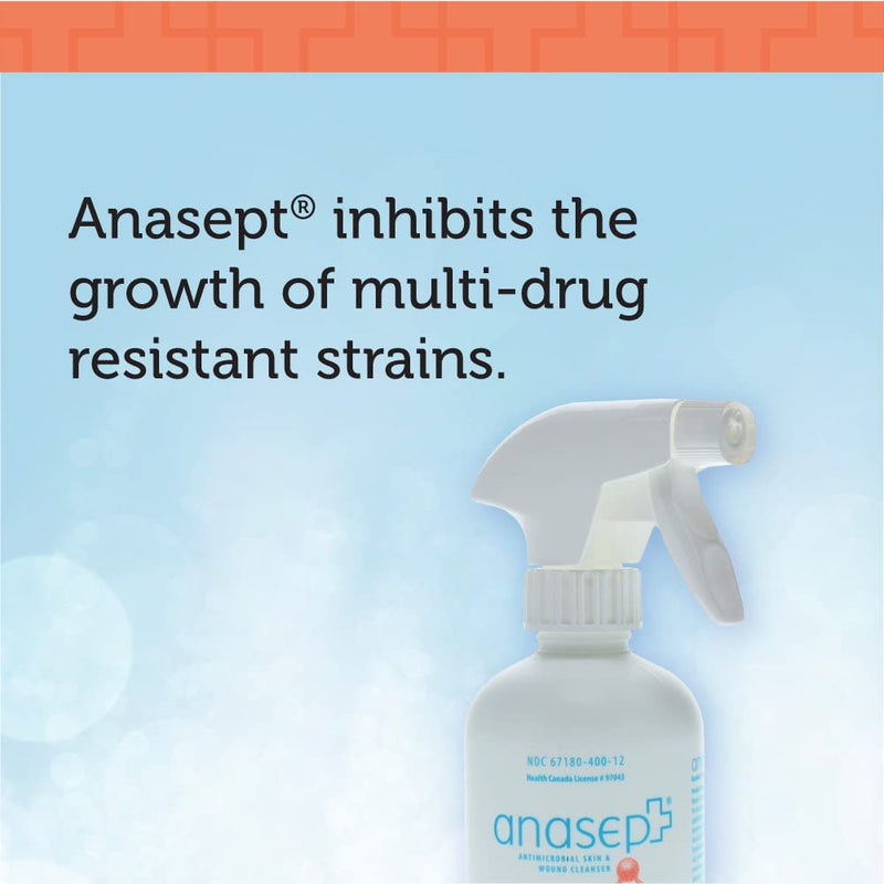 [Australia - AusPower] - Anasept-Skin and Wound Cleanser, 12 oz. Bottle with Finger Sprayer, Wound Spray, Sterile Rinse, Healing Spray for Hospital and Professional Use 