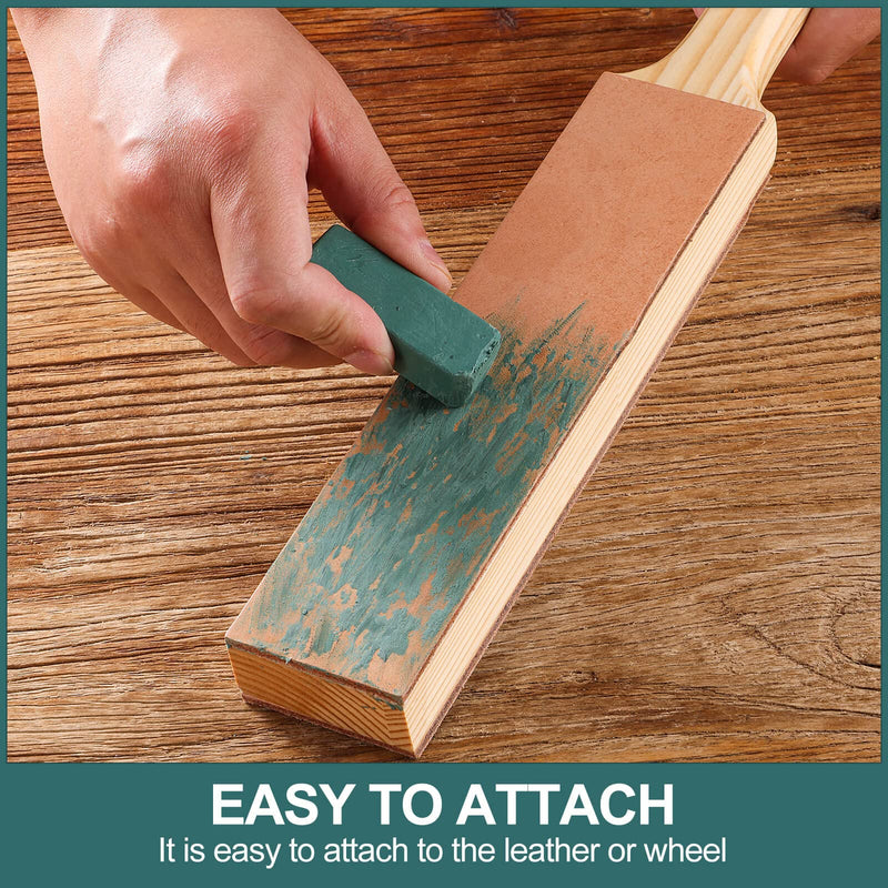 [Australia - AusPower] - Double Side Leather Strop for Knife Sharpening - 14"x 2" Stropping Block Kit with Polishing Compound, Knife Strop with Ergonomic Handle for Honing Knives, Woodworking Chisels 