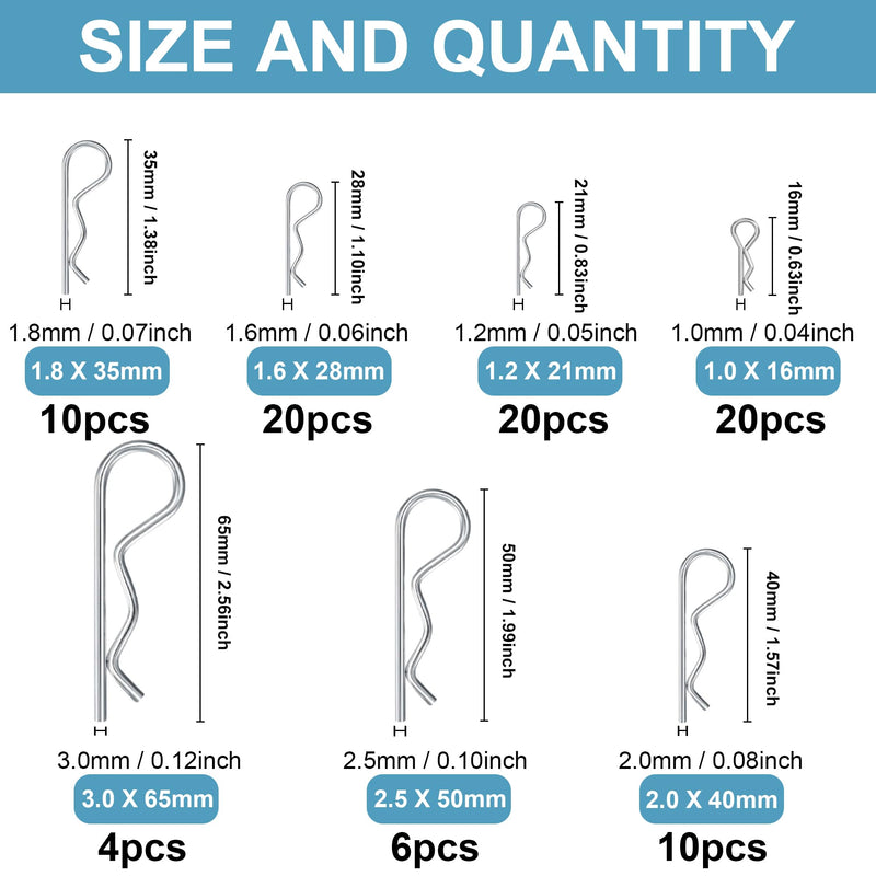[Australia - AusPower] - 200pcs Cotter Pin Hairpin R Clips Assortment Kit, 304 Stainless Steel 13 Sizes Cotter Pins Set for Hitch Pin Lock Systems, Trucks, and Engine Repair - Includes Hair Pin Clips 